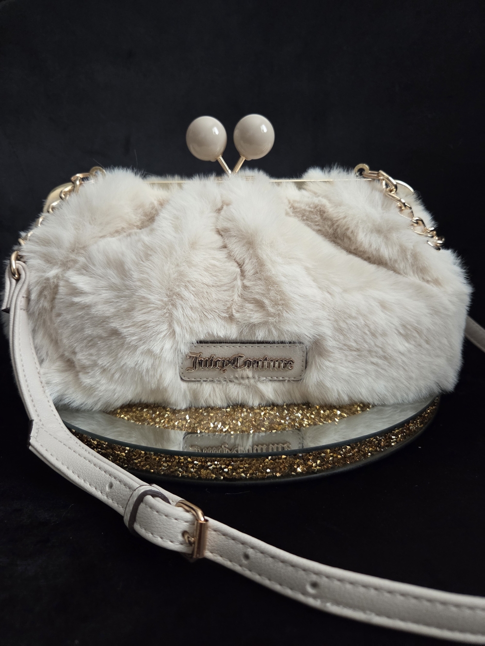 Juicy Couture Cream Faux-Fur Crossbody Bag